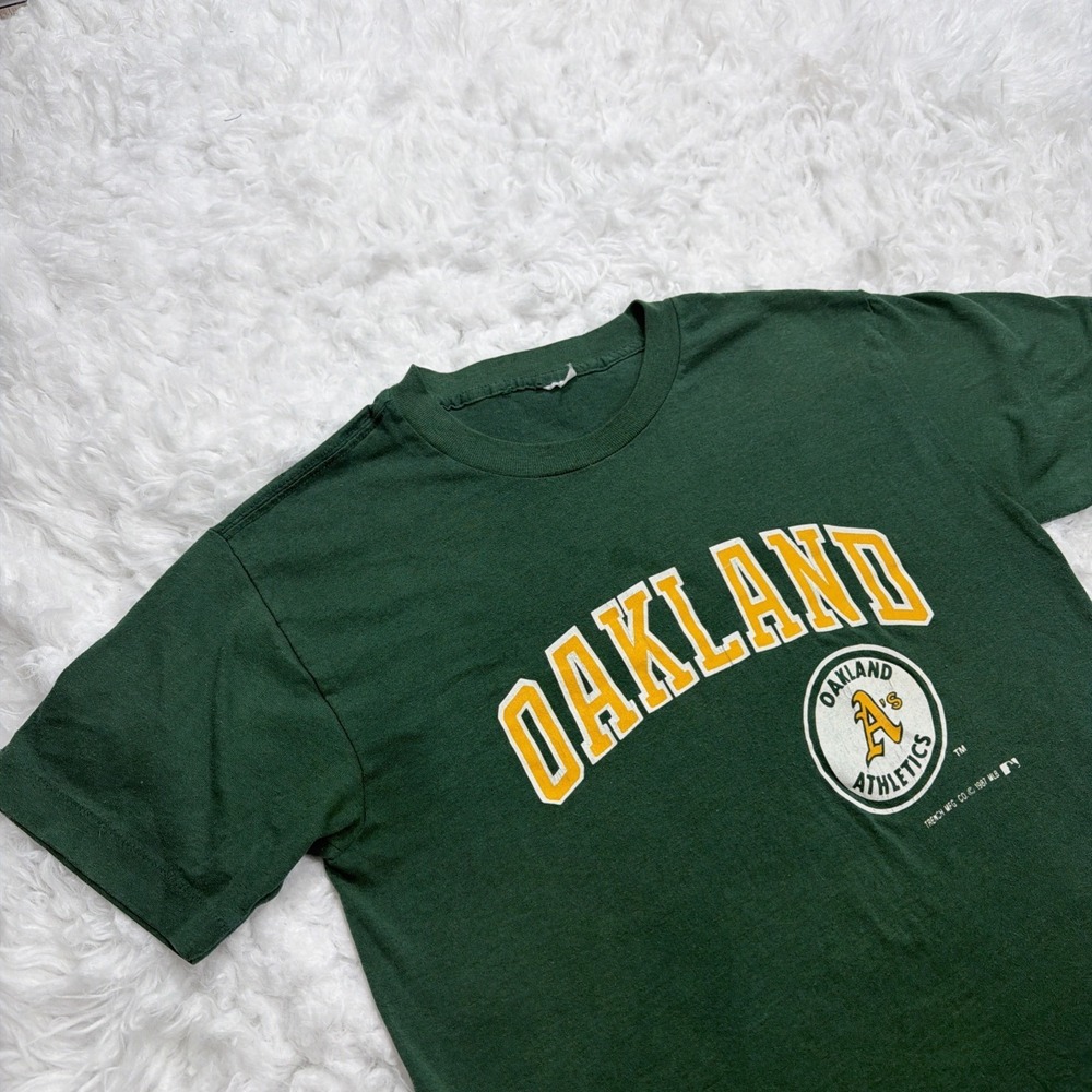 Vintage 80s Oakland Athletics A's T Shirt Mens Small‎ Green 1980s Single Stitch